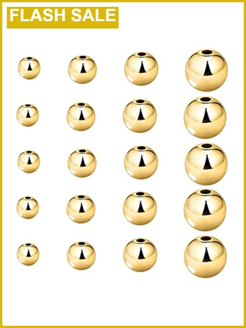 200pcs 14K Gold Plated Round Spacer Beads Brass Tarnish Resistant Loose Beads
